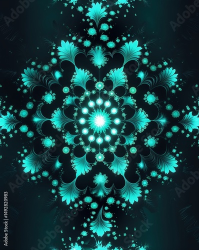 Wallpaper Mural Fractal pattern glowing in the dark on plain dark background Torontodigital.ca