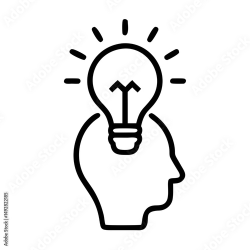 Light bulb above head symbolizing youth leadership vector icon  