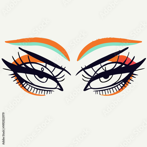 Stylish Eyes Makeup Illustration, Graphic Design