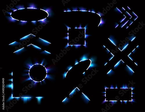Retro set with glowing rectangular tube and night background in casino theme using vector frame banner with shine light bar effect for digital party panel and las vegas style electric overlay


