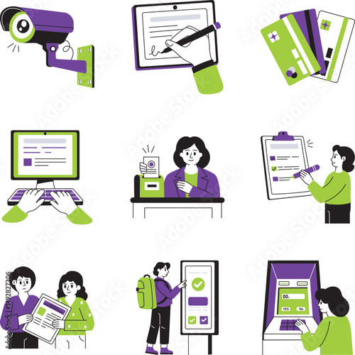 Pack of Hand Drawn Banking Art Illustrations 