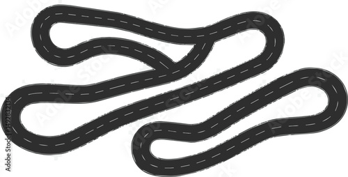 Create a kinds of Winding curves road isolated on  winding road from top view. vector illustration. silhouette with white background