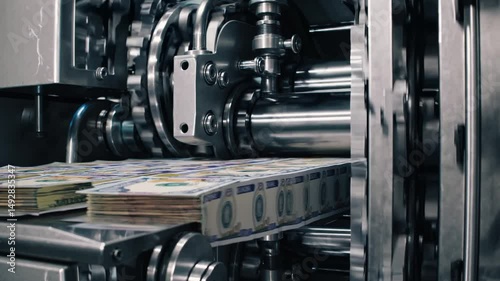 Process of printing currency in a high-tech facility demonstrating precision and efficiency in money production