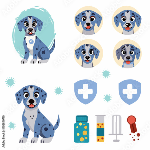 A fun vector illustration collection of cute cartoon dog character faces
