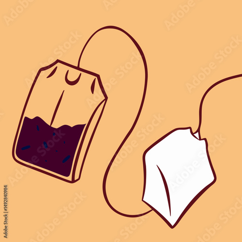 Illustration of Two Tea Bags, One Brewed, One Empty