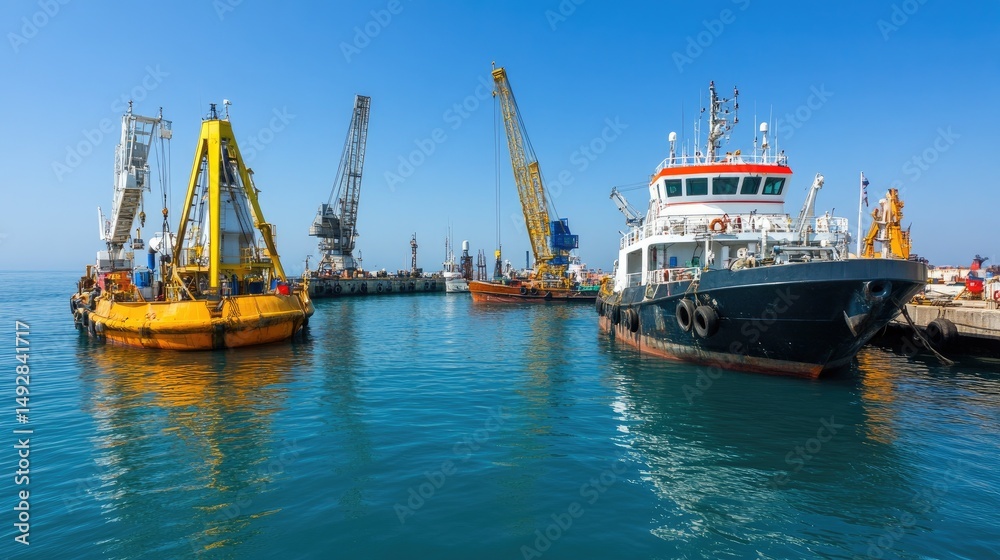 Fototapeta premium Industrial vessels at a port