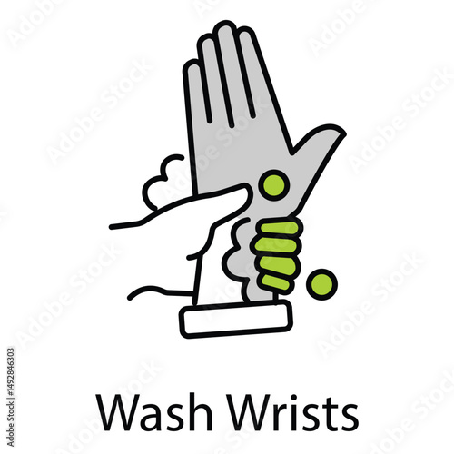 Wrist Washing Hygiene Step Vector Icon Design
