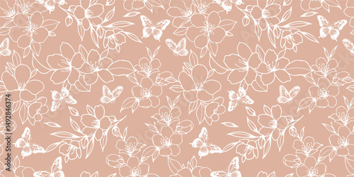 Lovely and Beautiful Spring Flowers Pattern for Fabric, Wallpaper, and More