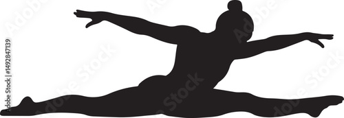 Silhouette of a Female Gymnast in a Splits Pose