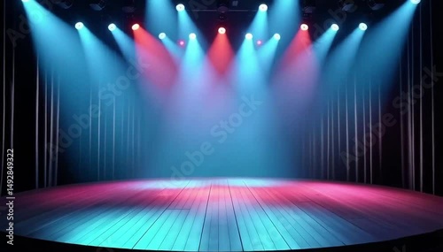 Theatrical Lighting on a Wooden Stage