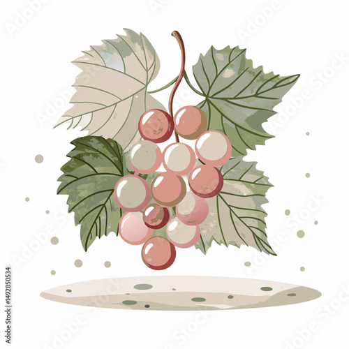 Watercolor Grapes and Leaves Illustration Symbolizing Nature's Abundance and Freshness with Earthy Tones and Natural Elegance Against a Subtle Off-White Background