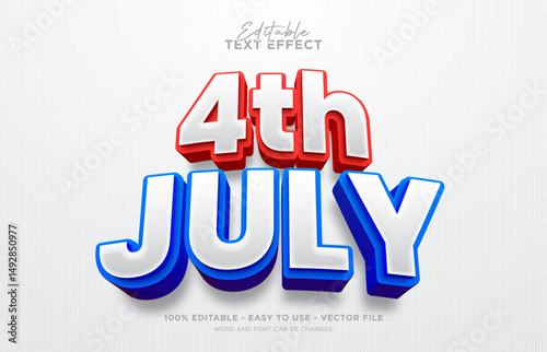 Editable Independence Day of America 3d text effect, 4th of July text style effect