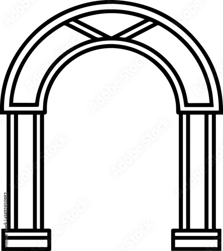 archway outline vector illustration line art