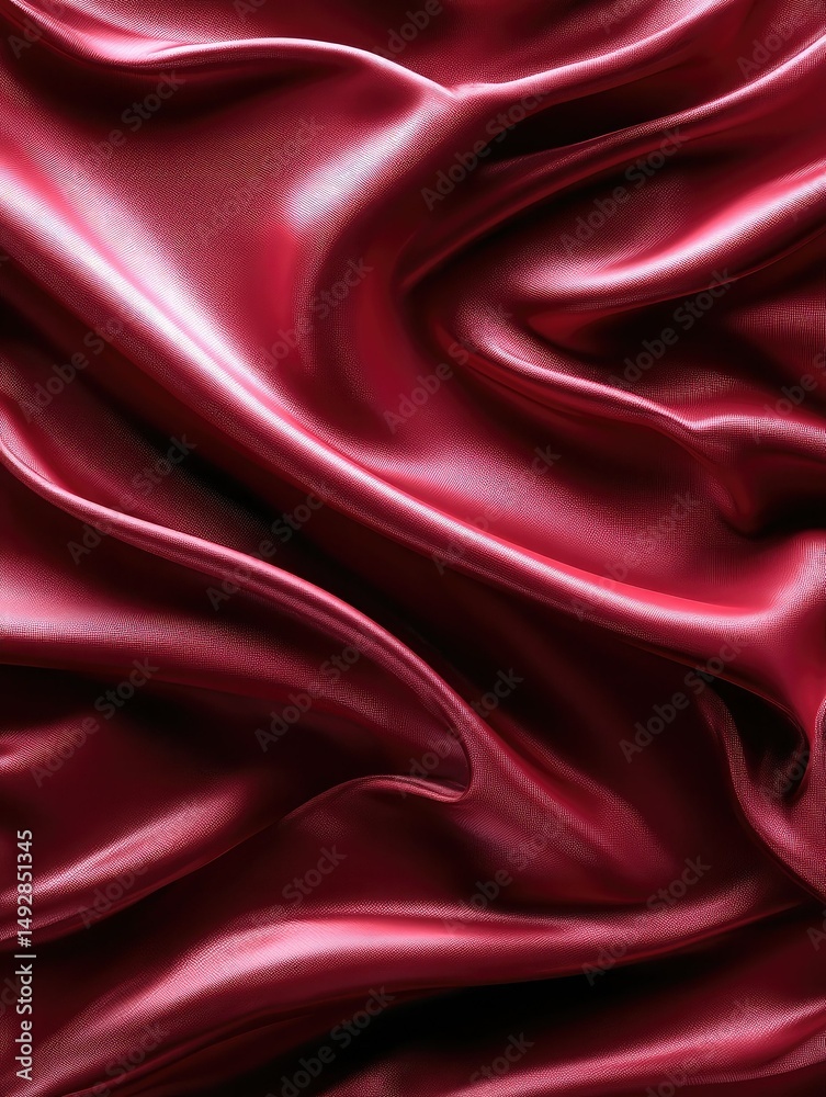 Obraz premium Shimmering red silk fabric with smooth, flowing folds and rich, luxurious texture.