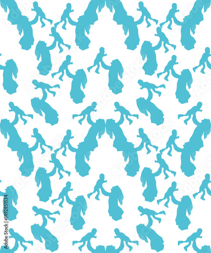 Abstract tribal geometric seamless pattern in blue and white. Perfect for fabric, wallpaper, and home decor projects.