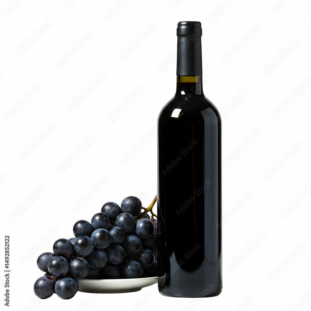 Obraz premium Red Wine Bottle Grapes Premium Wine Image