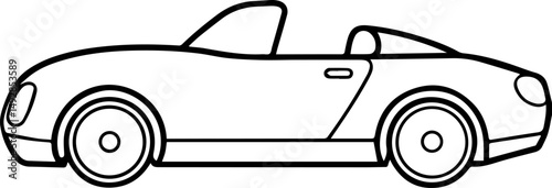 Classic convertible roadster outline vector illustration line art 