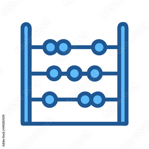 Blue abacus illustration on White Background, educational tool concept