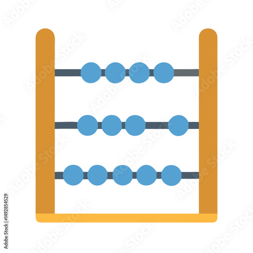 Simple abacus illustration in blue and brown on White