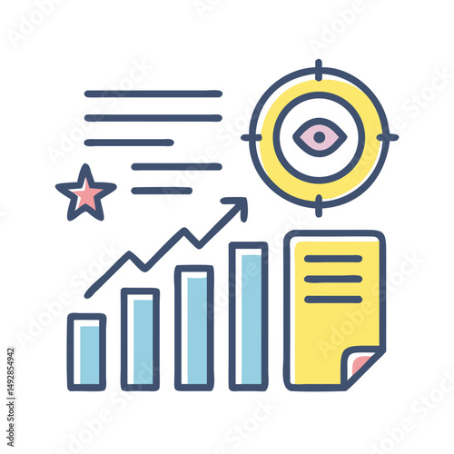 Abstract financial growth chart with business target and objectives