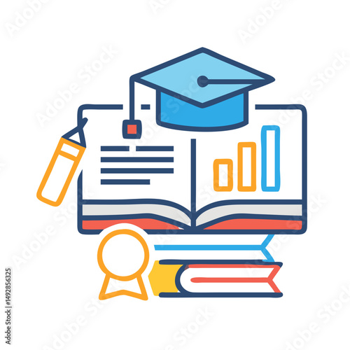 Education and learning concept with graduation cap over book