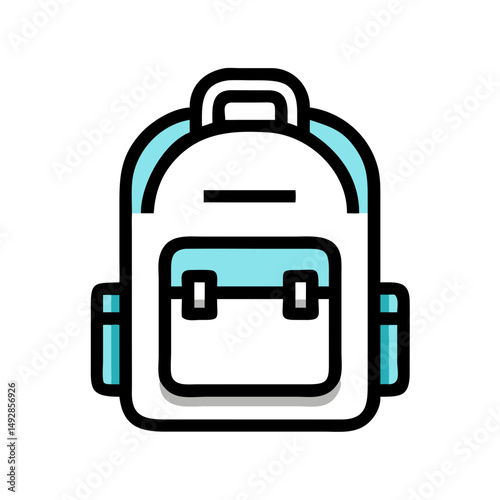Minimalist robot face logo on White Background with teal