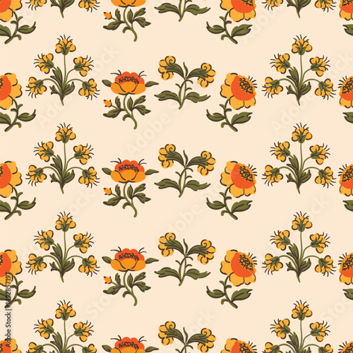 Coquette rustic floral seamless pattern, background for fabric, wallpaper, wrapping, clothes