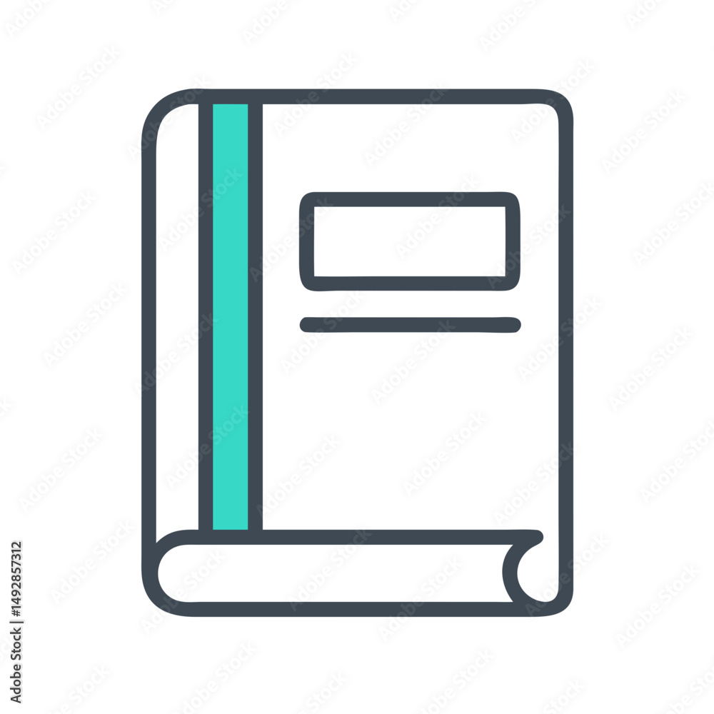 Stylized closed book with teal stripe on White Background Stylized closed book with teal stripe on White Background