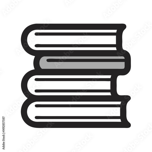 Stack of books vector graphic with grey accents on White