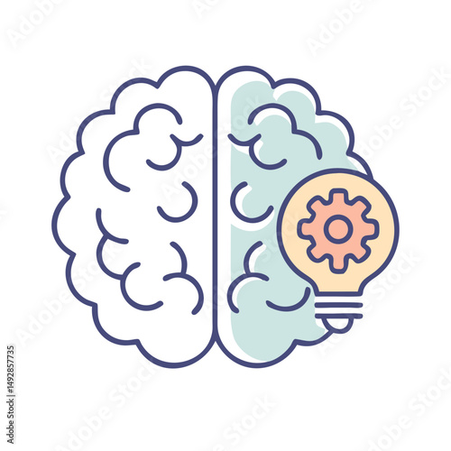 Brain with lightbulb representing ideas, innovation, and solutions
