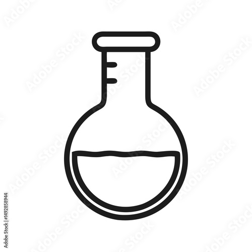 Minimalist outline icon of a round bottom flask container
