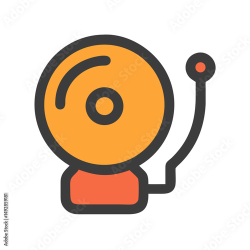 Retro school bell illustration against a White Background