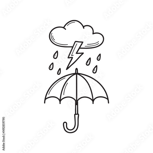 A thunderstorm hovering above an umbrella