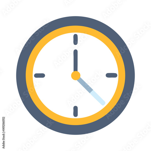 Minimalist clock icon on White Background showing time