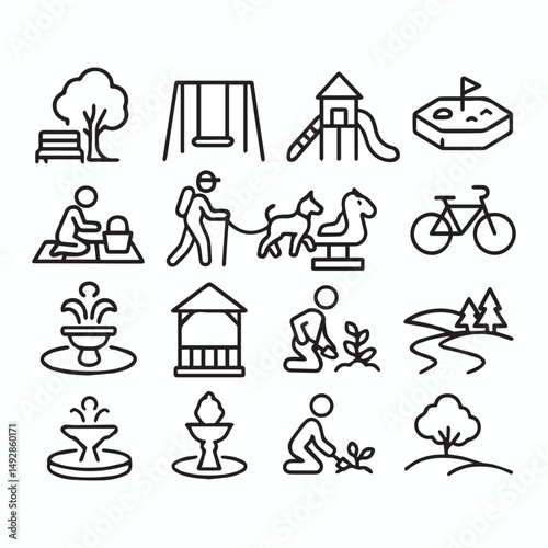 Minimalist park icon collection