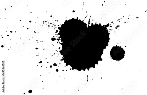black ink brush painting splash splatter grunge graphic element