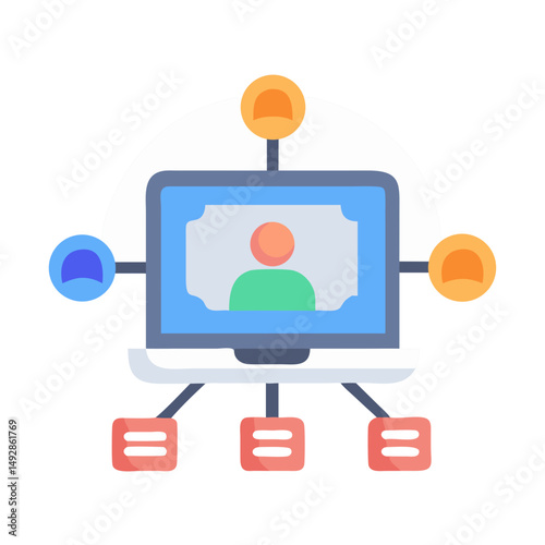 Computer network diagram showcasing system connections and data flow
