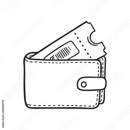 A ticket sticking out of a wallet on a counter
