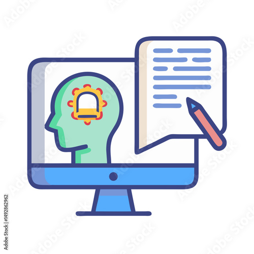 Online learning and mental health concept shown on computer