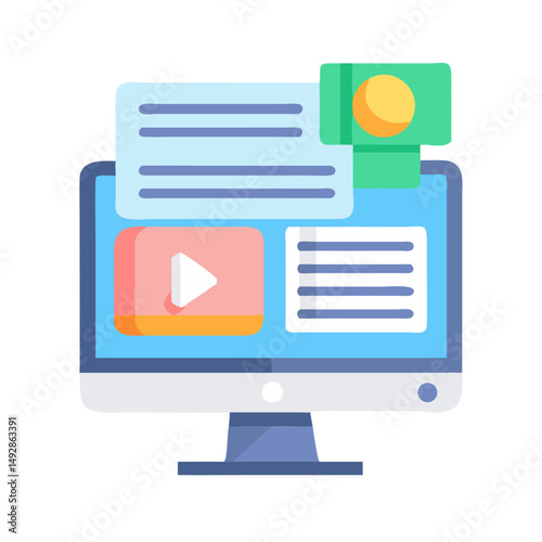 Computer screen display with website elements and video content