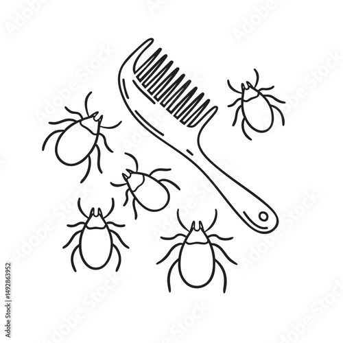 Ticks resting near a comb