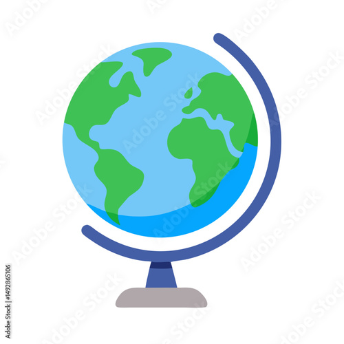 Flat style desktop globe illustration on White Background
