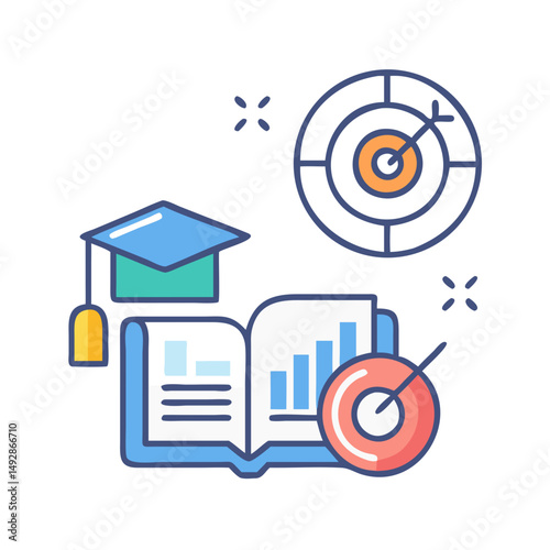 Education and targets metaphor in stylized presentation image