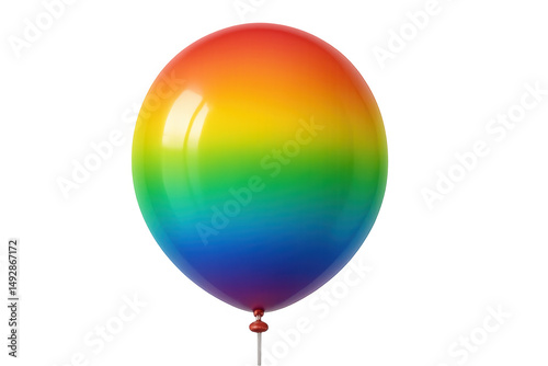 Colorful rainbow balloon floating with a transparent background, perfect for party decorations and celebrations