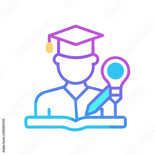 Student with graduation cap and book icon for learning