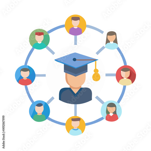 Graduation Network Connections Among University Student Community Concept Image