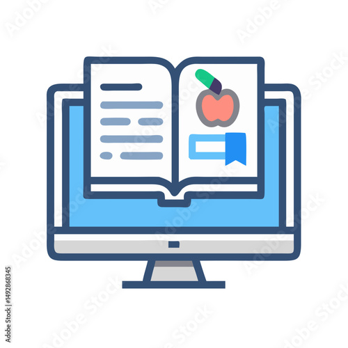 Computer with digital book concept for online education