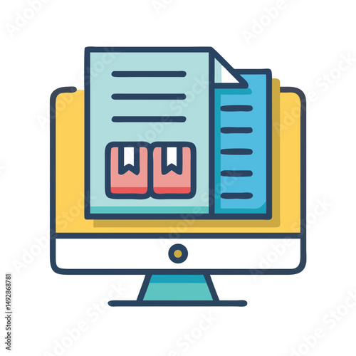 Online order confirmation on computer screen vector illustration