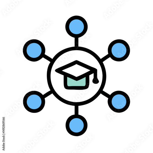 Abstract networking structure diagram with central mint green envelope