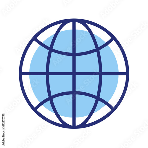 Flat illustration of a light blue globe on White
